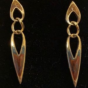 Brown and Gold Dangling Earrings